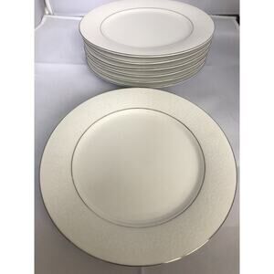 Dynasty Fine China "DYN4" 7 Salad plates White Floral Border PlatinumRing 1970s